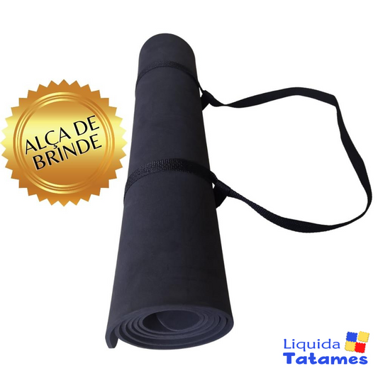 Mat (Yoga, Pilates, Fitness, Gymnastics) - Soft Black 1.70m x 60cm.